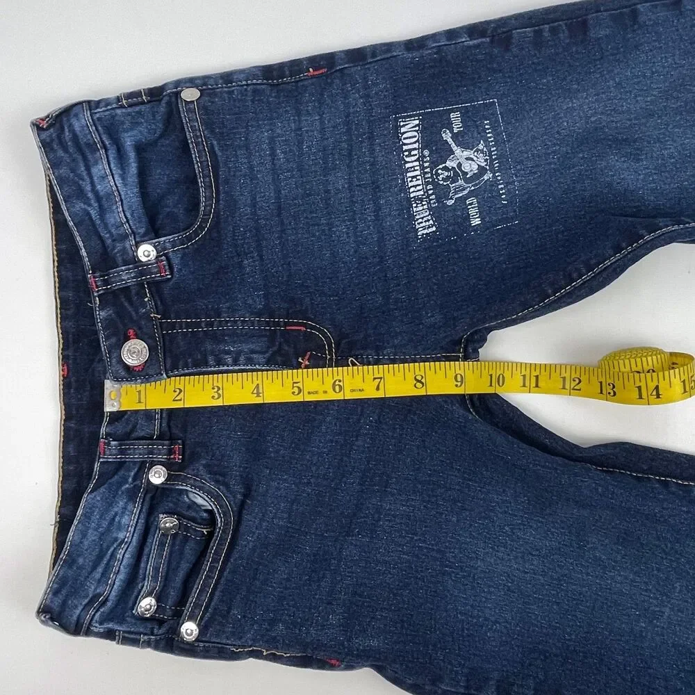 True Religion Boys L 12 Straight Leg Dark Wash Denim Jeans Horseshoe 26x24.5
